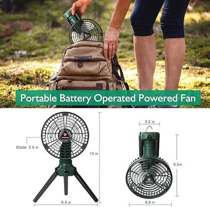 Battery Operated, Oscillating Fan, with Built-in Rechargeable Battery