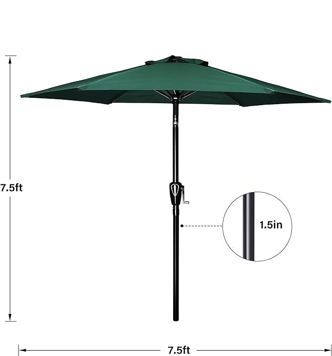 Portable Umbrella with Tilt and Crank - 7.5 ft